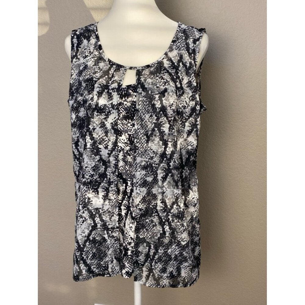 Forever Jade Black Gray White Layered Sleeveless Top Ladies Size Medium